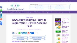 www.npower.gov.ng | How to Login Your N-Power Account Fast ...