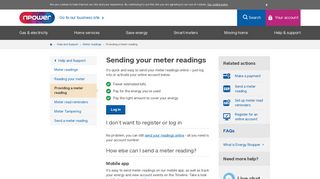 Gas & electricity meter readings - Send us your readings - npower