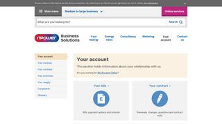 Your account | Business Solutions | npower
