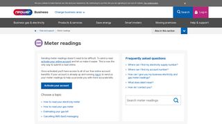 Submit Meter Readings - Business Help and Support | npower