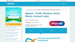 Npower - Tariffs, Reviews, Smart Meters, Account Login ... - Selectra UK
