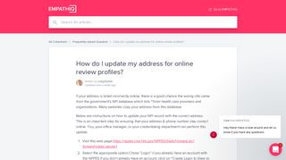 How do I update my address for online review profiles? | EMPATHIQ