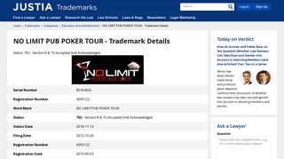 NO LIMIT PUB POKER TOUR Trademark of NPPT Poker LLC ...