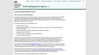 Teacher Self Service sign in - Teaching Regulation Agency