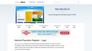 Npr-rgi.nic.in website. National Population Register :: Login.