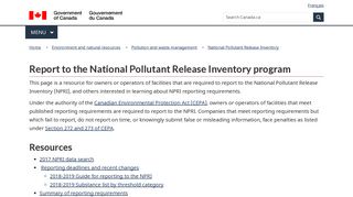 Report to the National Pollutant Release Inventory - Canada.ca