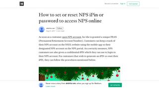 How to set or reset NPS iPin or password to access NPS online