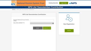 NPS Lite/ Swavalamban Contribution - NPS Login - National Pension ...