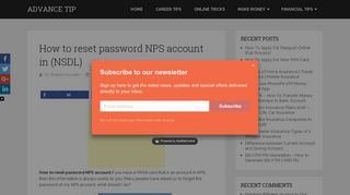 How to reset password NPS account in (NSDL)-advancetip.com
