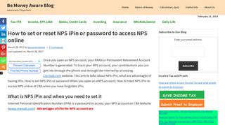 How to set or reset NPS iPin or password to access ... - BeMoneyAware