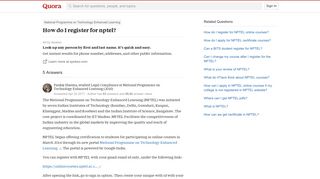 How to register for nptel - Quora