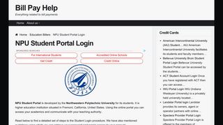 NPU Student Portal Login - Bill Pay Help