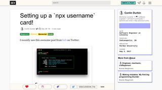 Setting up a `npx username` card! - DEV Community            - Dev.to