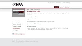 NRA Visa Activate Personal Credit Card - First Bankcard