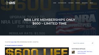 NRA Life Memberships Only $600 - Limited Time