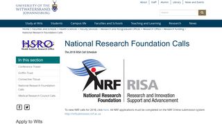 National Research Foundation Calls - Wits University