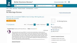 Nri Marriage Bureau | Complaints | Better Business Bureau® Profile