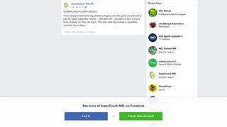 SuperCoach NRL - SUPERCOACH LOGIN ISSUES Those... | Facebook