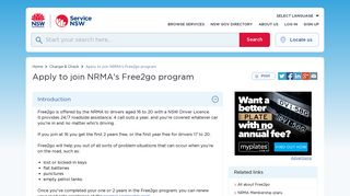 Apply to join NRMA's Free2go program | Service NSW