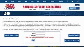 Login - National Softball Association