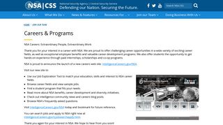 Careers & Programs - National Security Agency