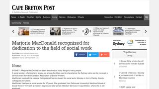 Marjorie MacDonald recognized for dedication to the field of social ...