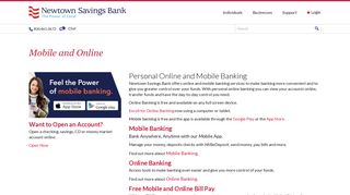 Mobile and Online Banking at Newtown Savings Bank