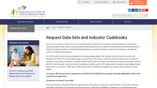 Request a Dataset - Data Resource Center for Child and Adolescent ...