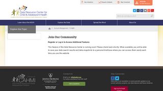 Login - Data Resource Center for Child and Adolescent Health