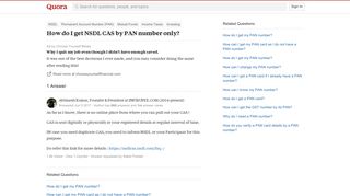 How to get NSDL CAS by PAN number only - Quora