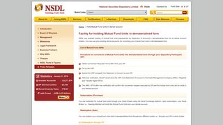 Hold Mutual Fund units in demat account - NSDL