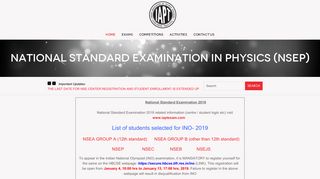 National Standard Examination in Physics (NSEP) - IAPT