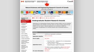 NSERC – Undergraduate Student Research Awards