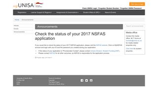 Check the status of your 2017 NSFAS application - Unisa