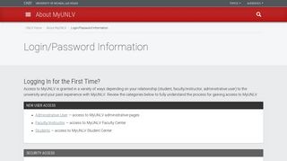 Login/Password Information | About MyUNLV | University of Nevada ...