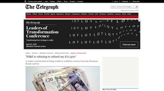 'NS&I is refusing to refund my £17,500' - Telegraph