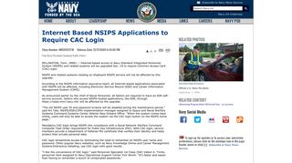 Internet Based NSIPS Applications to Require CAC Login - Navy.mil