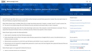 Using Notes Shared Login (NSL) to suppress password prompts - IBM