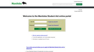 the Manitoba Student Aid online portal - MySAO | Province of Manitoba