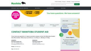 Contact Us - Manitoba Student Aid | Province of Manitoba