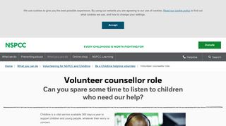 Volunteer counsellor role | NSPCC