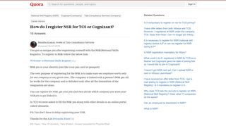 How to register NSR for TCS or Cognizant - Quora