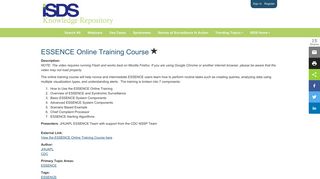ESSENCE Online Training Course | Knowledge Repository