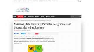 Nasarawa State University Portal for Postgraduate and Undergraduate