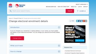 Change electoral enrolment details | Service NSW