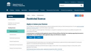 Restricted licence - NSW Department of Primary Industries