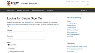 UNSW Logins for Single Sign On to Moodle and myUNSW | UNSW ...