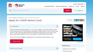 Apply for a NSW Seniors Card | Service NSW