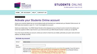 NSW Students Online - Year 12 :: Activate your Students Online account