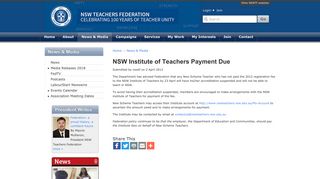 NSW Institute of Teachers Payment Due | NSW Teachers Federation
